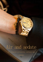 OLEVS Luxe: Men's Golden Dial Quartz Business Watch