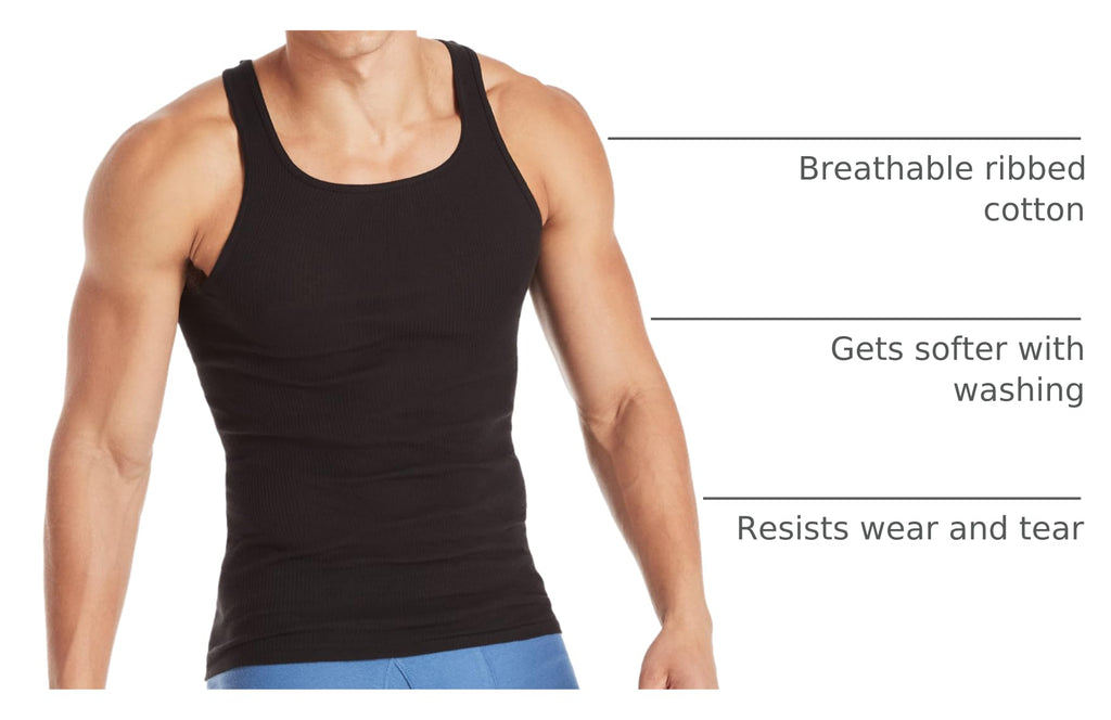 CoolFlex Men's Ribbed Tank Pack - White/Black/Gray