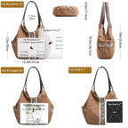 Worldlyda Women Canvas Embroidered Hobo Tote Bag