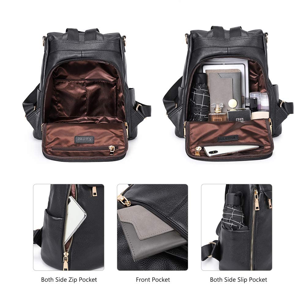 Kattee Women's Luxe Anti-Theft Leather Backpack Bag - Backpack Bags by Handbags Specialist Headquarter | Available at Handbags Specialist Headquarter