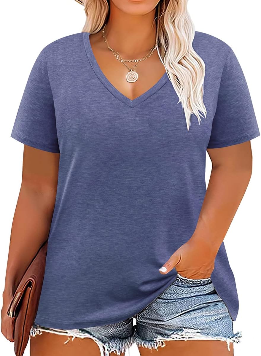 Floral V-Neck Plus Size Tunic Tops for Women - Women's T Shirts by Handbags Specialist Headquarter | Available at Handbags Specialist Headquarter