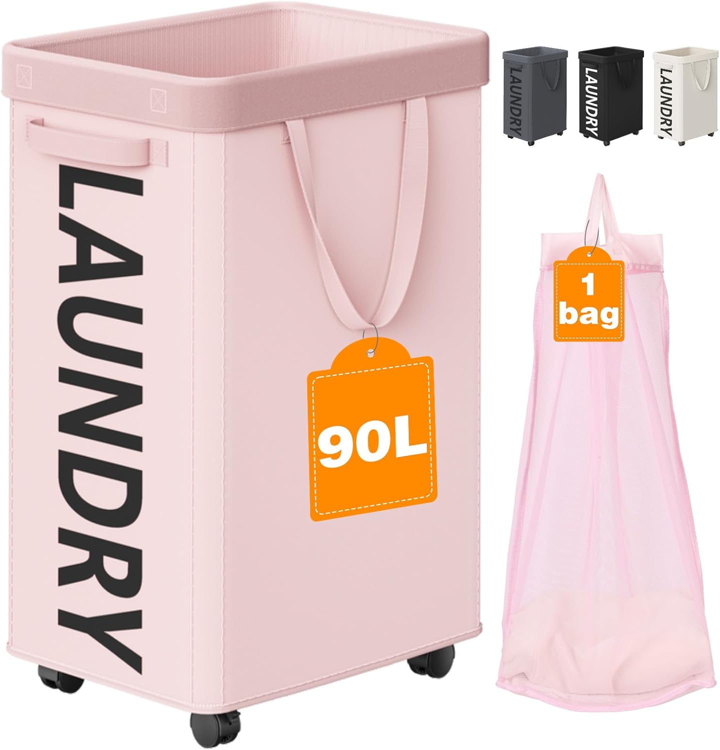 RollAway 90L Laundry Basket with Removable Bag - Laundry Baskets by Handbags Specialist Headquarter | Available at Handbags Specialist Headquarter