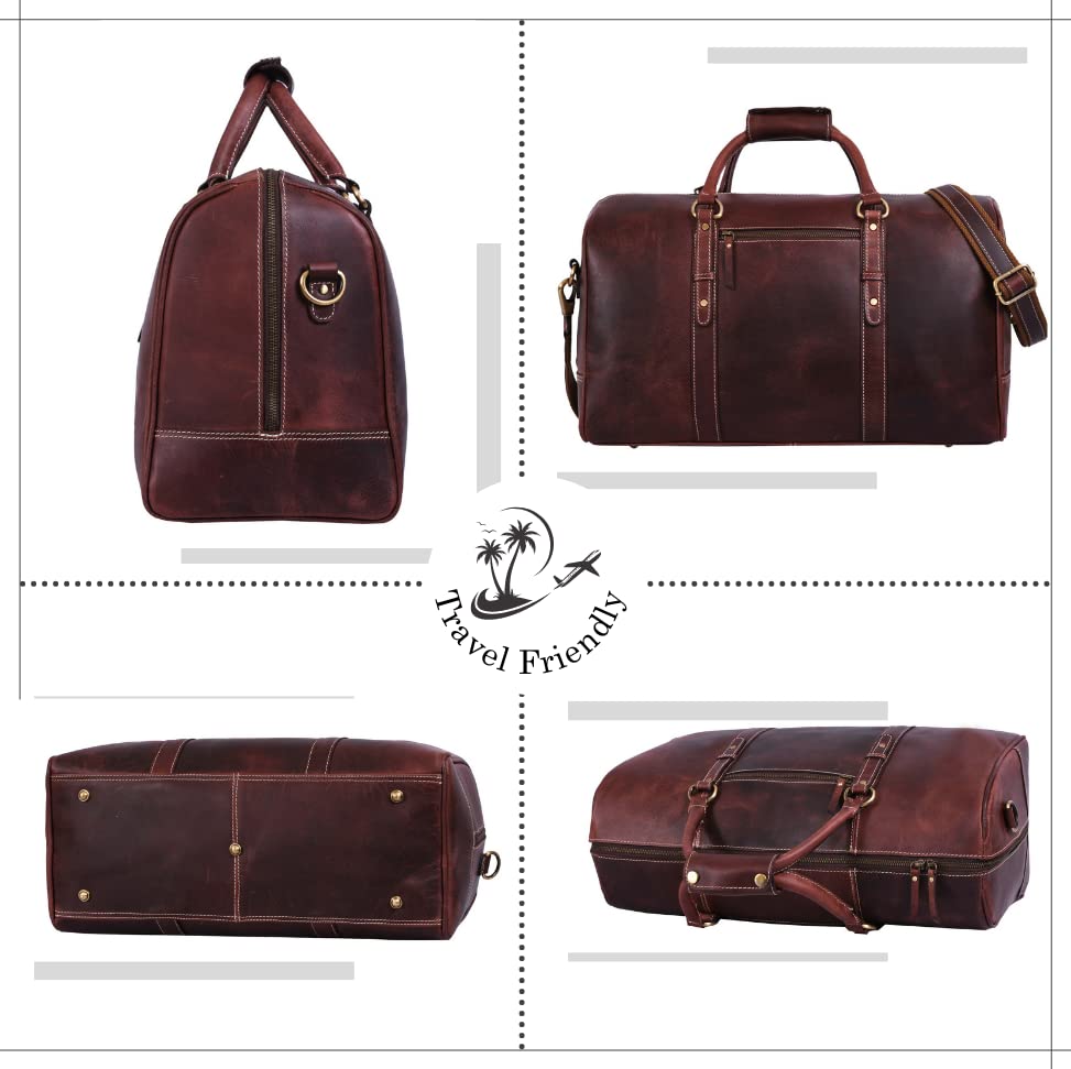 Leather Travel Duffel Bag for Men & Women