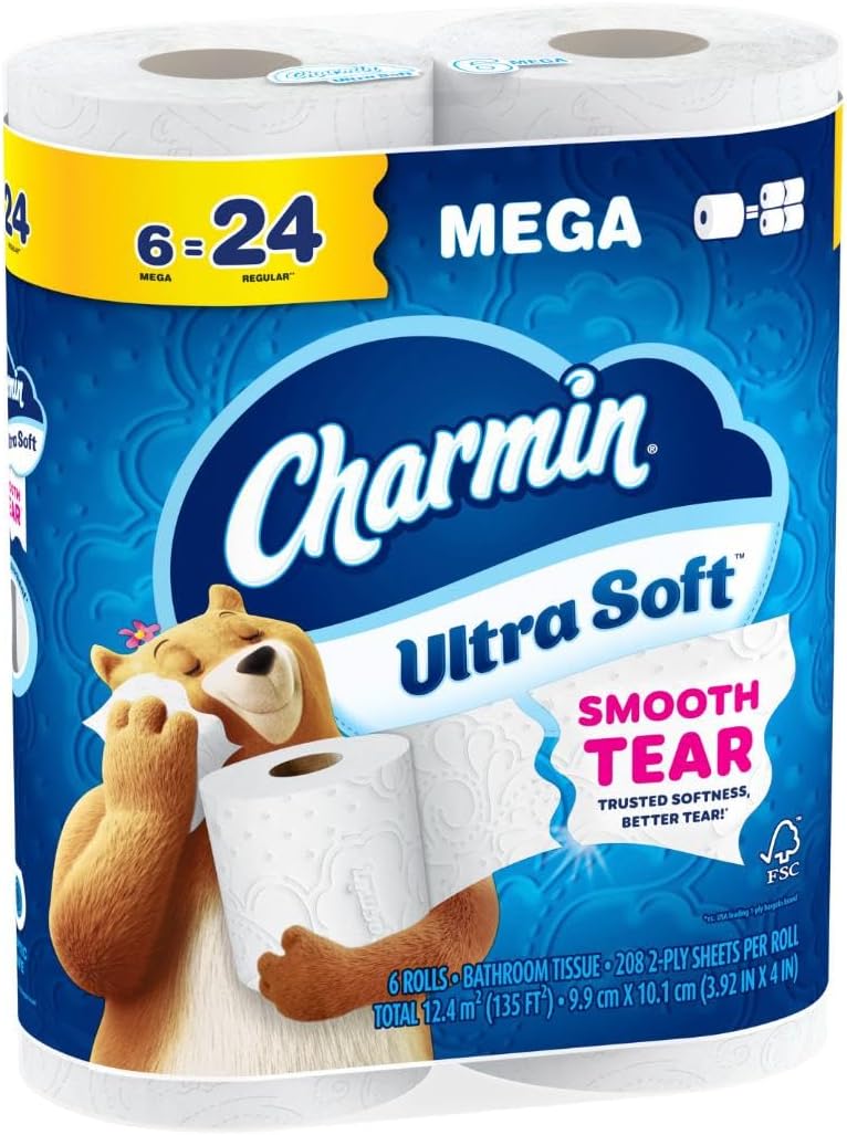 Charmin Cloud Soft: 6 Mega = 24 Regular Rolls - Toilet Paper by Handbags Specialist Headquarter | Available at Handbags Specialist Headquarter