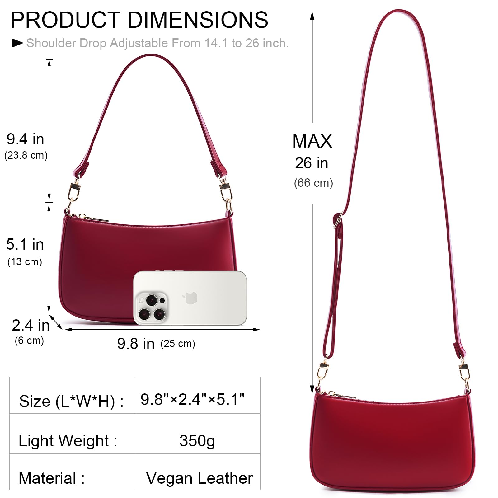 Retro Vegan Leather Shoulder Bag -  by Handbags Specialist Headquarter | Available at Handbags Specialist Headquarter