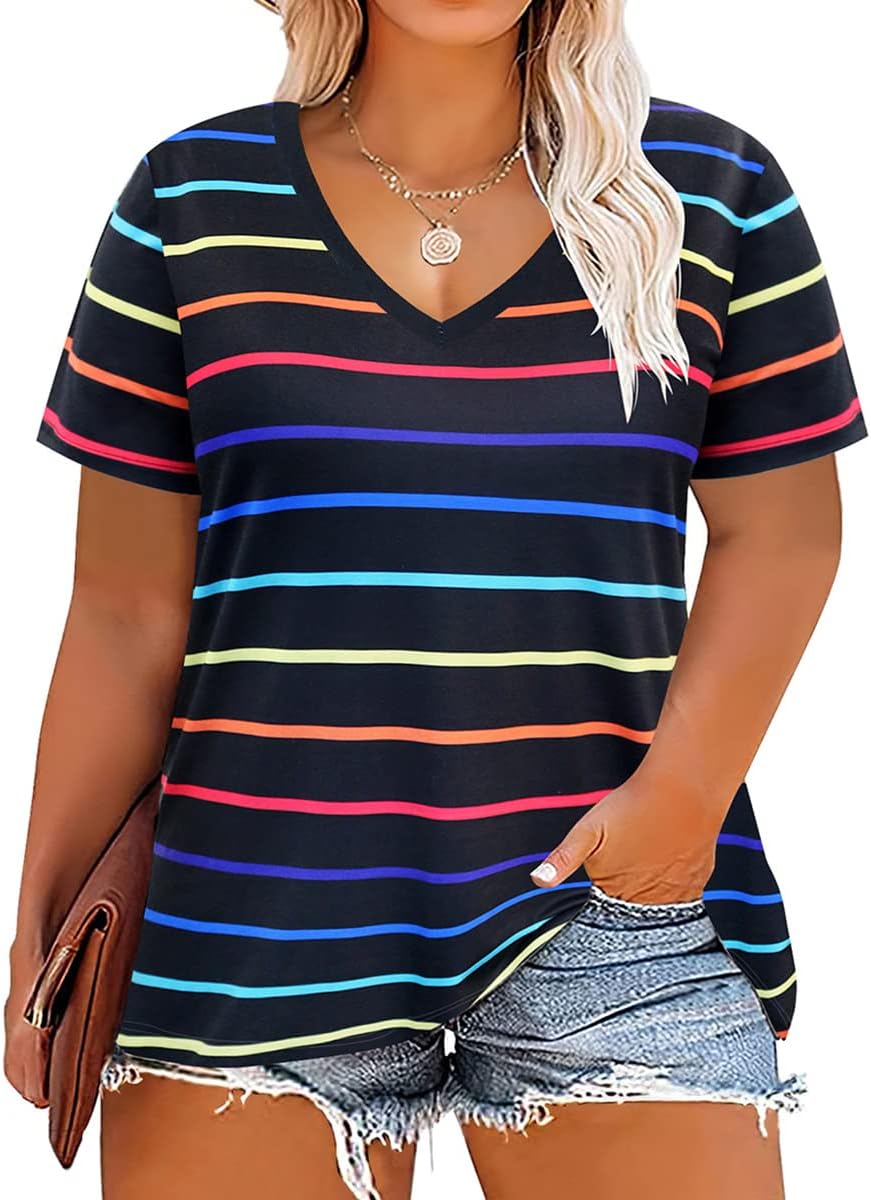 Floral V-Neck Plus Size Tunic Tops for Women - Women's T Shirts by Handbags Specialist Headquarter | Available at Handbags Specialist Headquarter