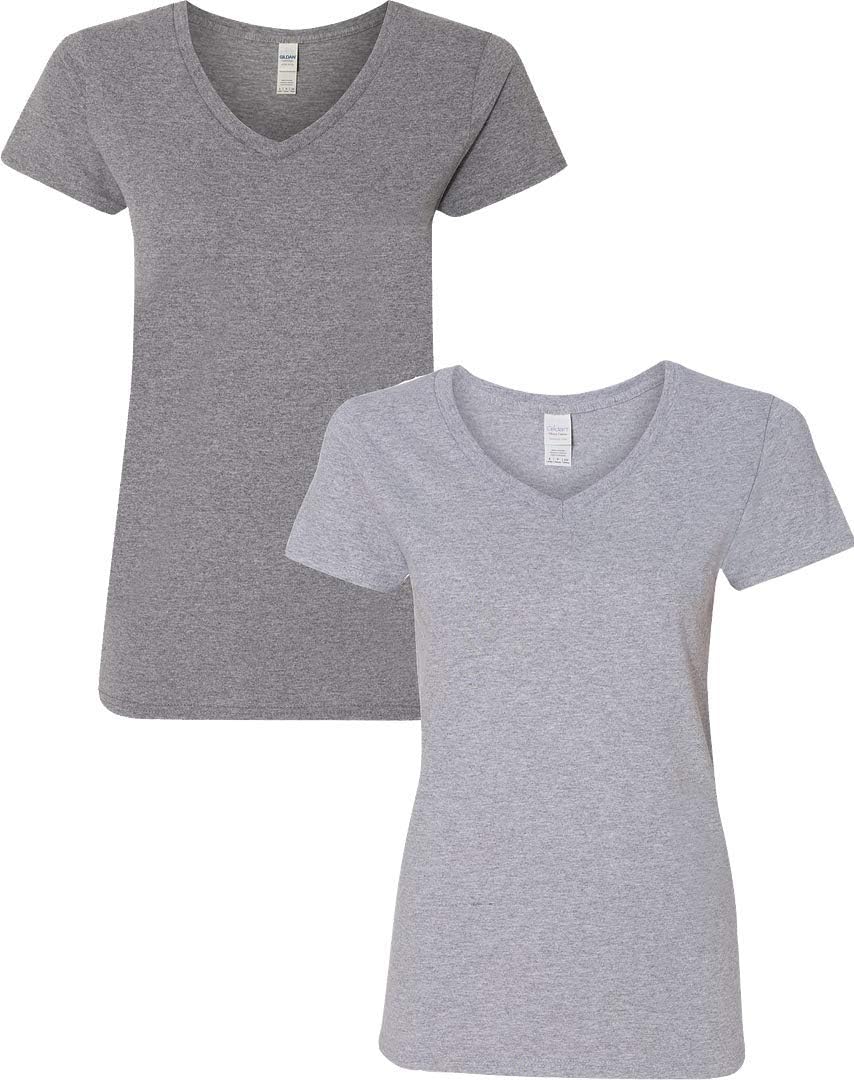 Gildan V-Neck Cotton Tee Duo for Women - Women's T Shirts by Handbags Specialist Headquarter | Available at Handbags Specialist Headquarter