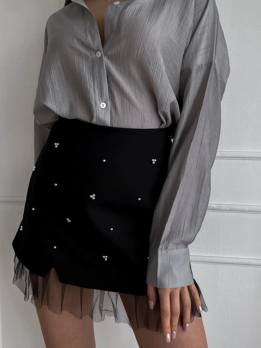 Tulle Hem Mini Skirt - Skirts by Trendsi | Available at Handbags Specialist Headquarter