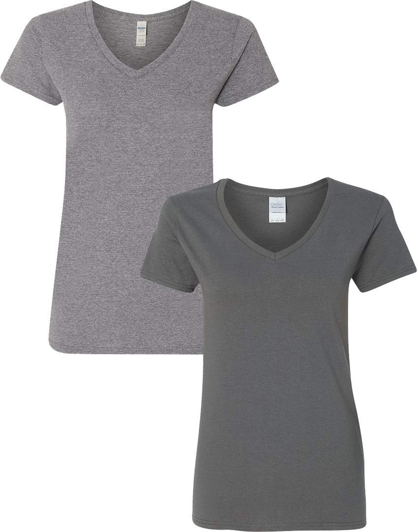 Gildan V-Neck Cotton Tee Duo for Women - Women's T Shirts by Handbags Specialist Headquarter | Available at Handbags Specialist Headquarter