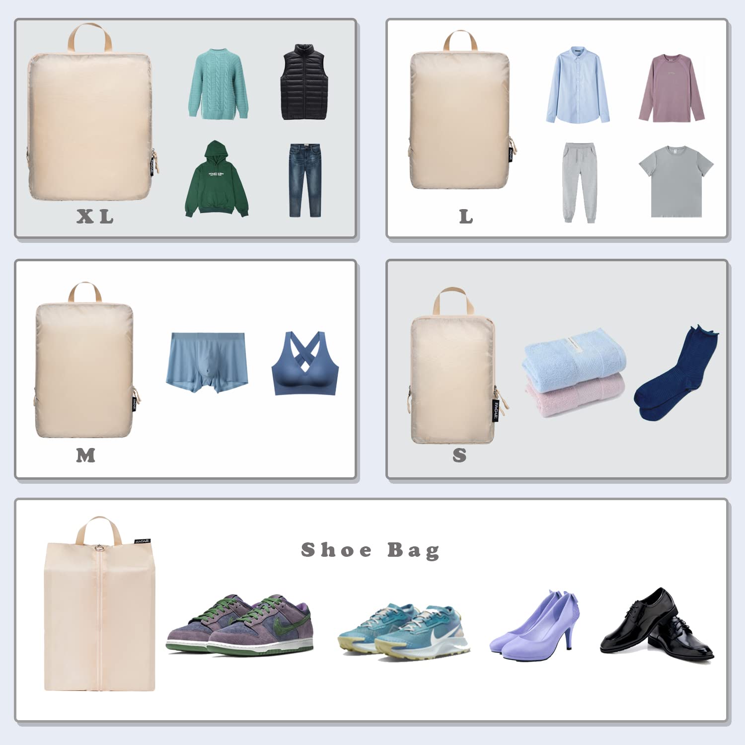 BAGAIL Travel Compression Cubes Set for Packing Ease -  by Handbags Specialist Headquarter | Available at Handbags Specialist Headquarter