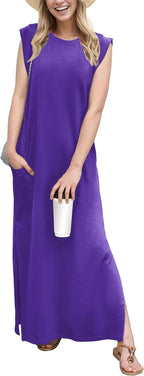 Women's Casual Maxi Dress with Pockets