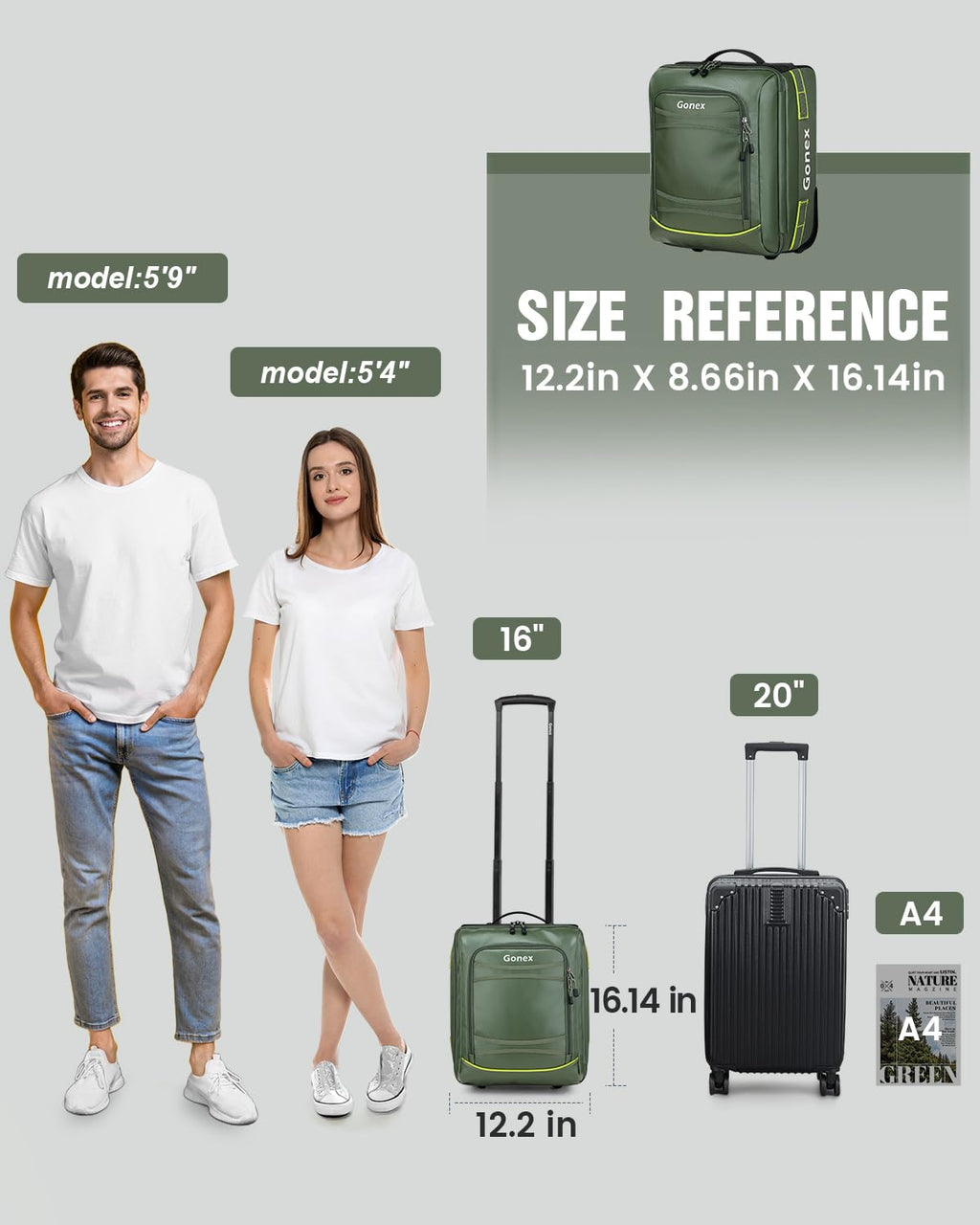 Gonex 70L Wheeled Duffle - Olive Green Travel Bag -  by Handbags Specialist Headquarter | Available at Handbags Specialist Headquarter