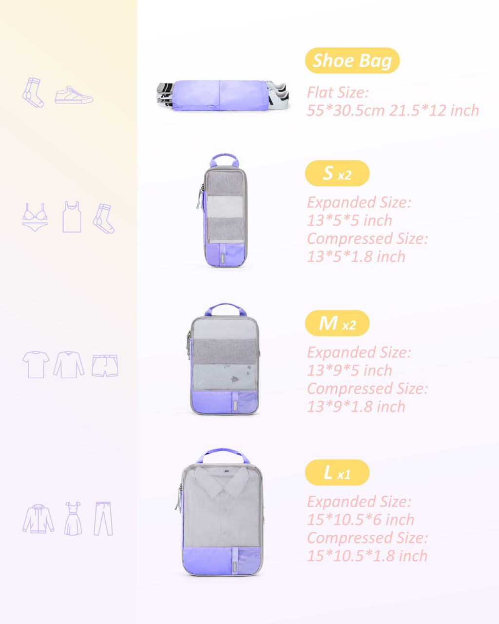 PackPro 6 Set Compression Cubes for Travel - Luggage Travel Bags by Handbags Specialist Headquarter | Available at Handbags Specialist Headquarter