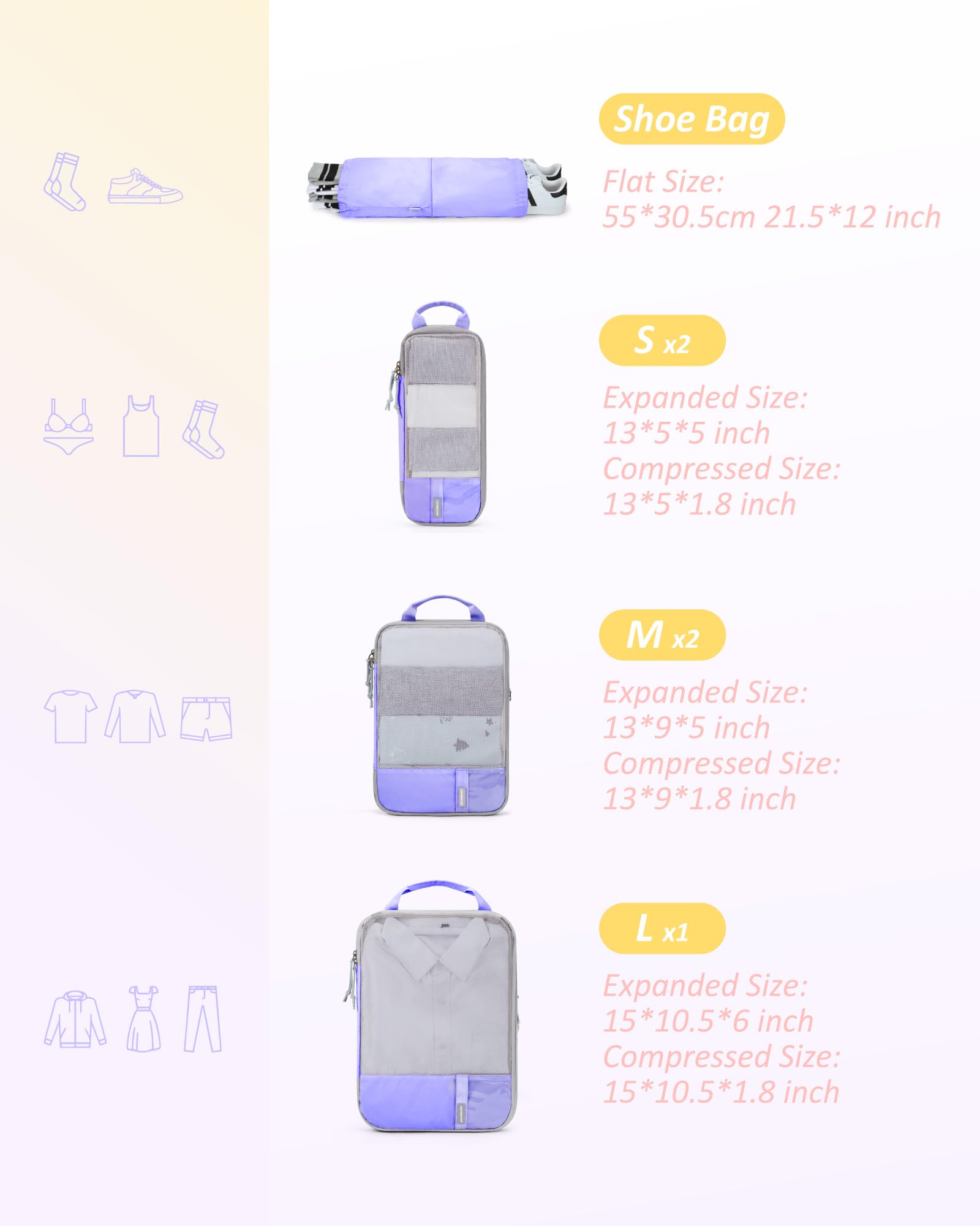PackPro 6 Set Compression Cubes for Travel - Luggage Travel Bags by Handbags Specialist Headquarter | Available at Handbags Specialist Headquarter