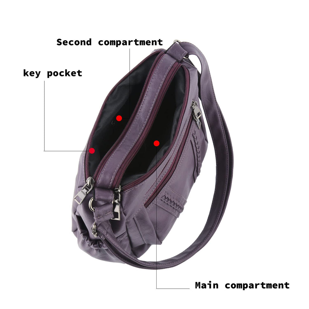 ELDA Chic Crossbody: Soft PU Leather Multi-Pocket Bag - Handbags by Handbags Specialist Headquarter | Available at Handbags Specialist Headquarter