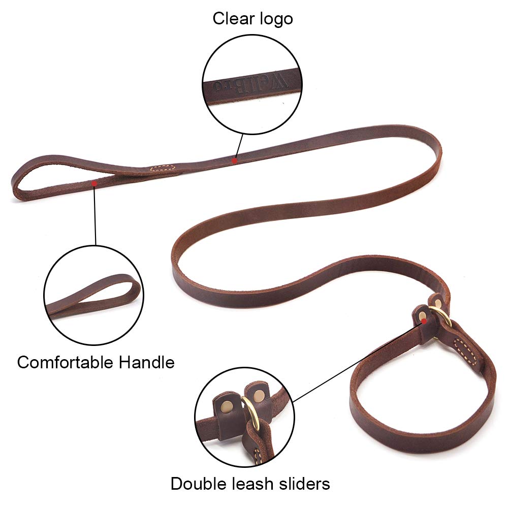 BronzeBark Slip Lead: Real Leather Adjustable Leash -  by Handbags Specialist Headquarter | Available at Handbags Specialist Headquarter