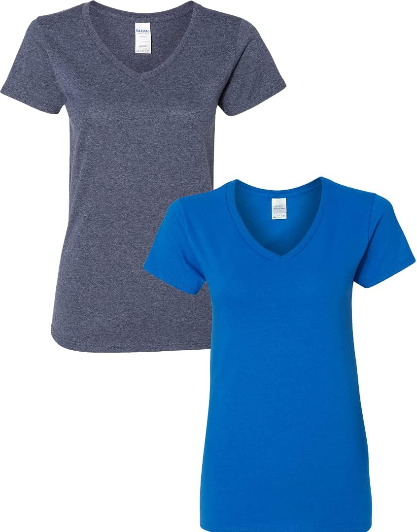 Gildan V-Neck Cotton Tee Duo for Women - Women's T Shirts by Handbags Specialist Headquarter | Available at Handbags Specialist Headquarter