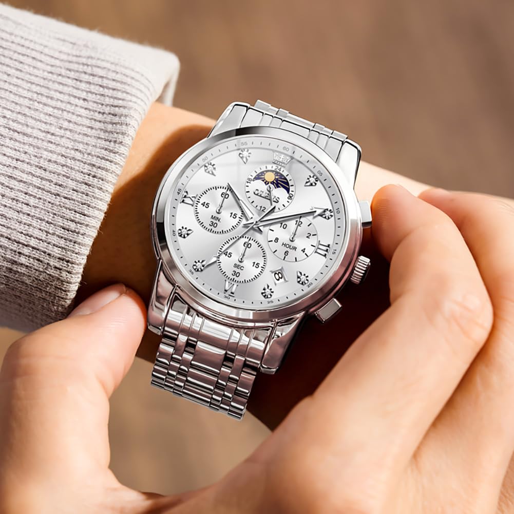 AzureGleam: Elite Men's Diamond Steel Watch