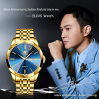 AzureGleam: Elite Men's Diamond Steel Watch