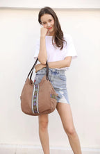 Worldlyda Women Canvas Embroidered Hobo Tote Bag