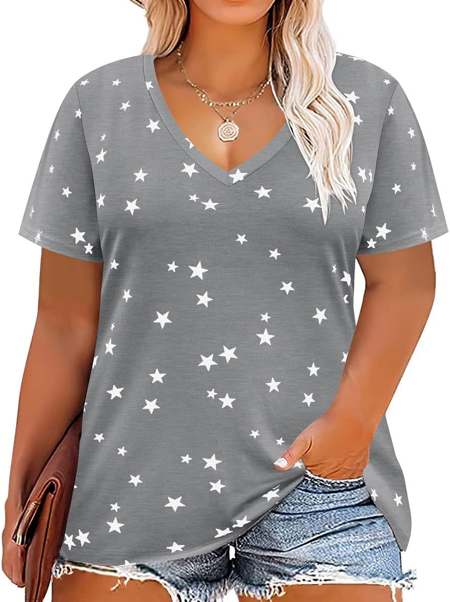 Floral V-Neck Plus Size Tunic Tops for Women - Women's T Shirts by Handbags Specialist Headquarter | Available at Handbags Specialist Headquarter