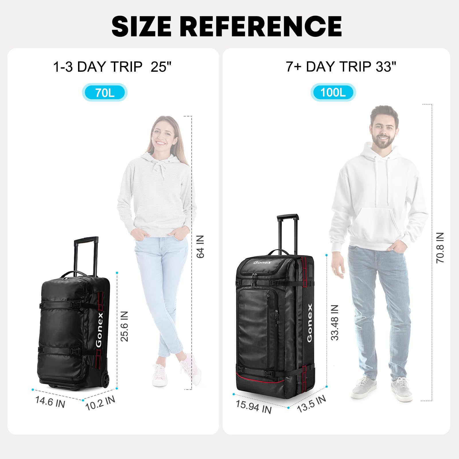 Gonex 70L Wheeled Duffle - Olive Green Travel Bag -  by Handbags Specialist Headquarter | Available at Handbags Specialist Headquarter