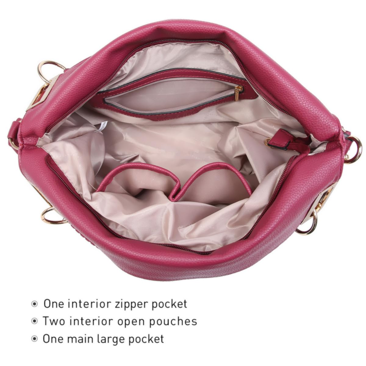 Dasein Luxe Vegan Hobo Bag with Rhinestones - Bucket Bag by Handbags Specialist Headquarter | Available at Handbags Specialist Headquarter