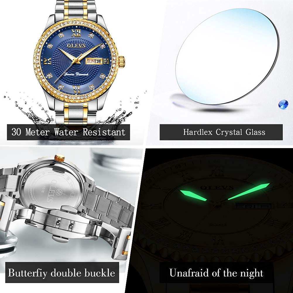 OLEVS Luxe: Men's Golden Dial Quartz Business Watch