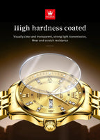 OLEVS Luxe: Men's Golden Dial Quartz Business Watch