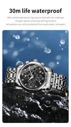 AzureGleam: Elite Men's Diamond Steel Watch