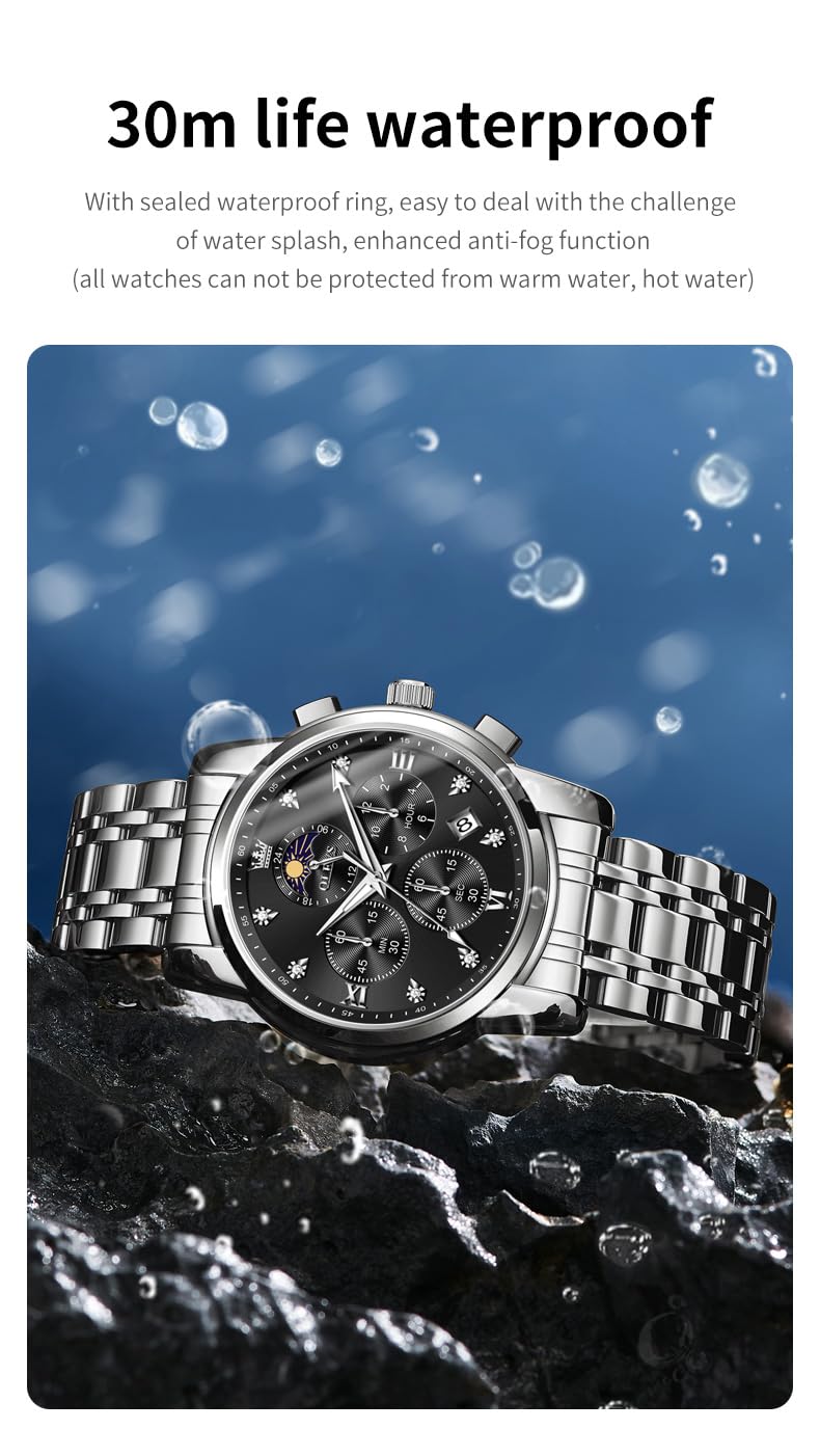 AzureGleam: Elite Men's Diamond Steel Watch