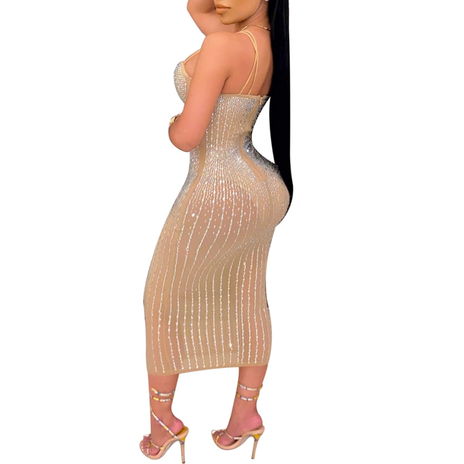 Women's Diamond Long Sleeve Party Club Dress