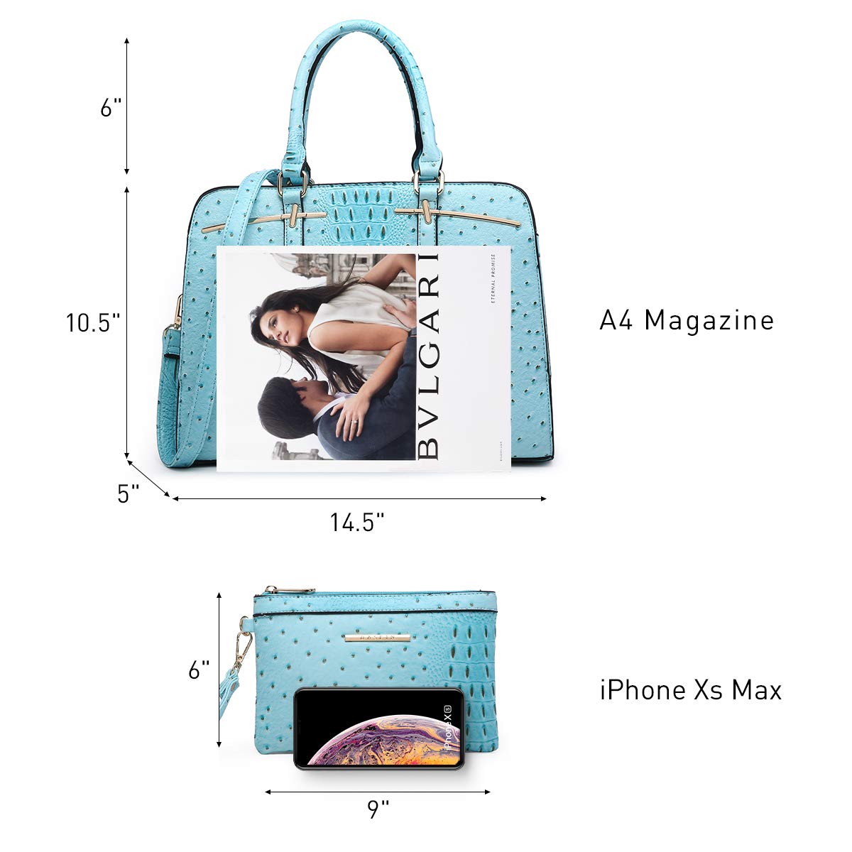 Women’s 2pc Tote & Wallet Handbag Set with 3 Compartments