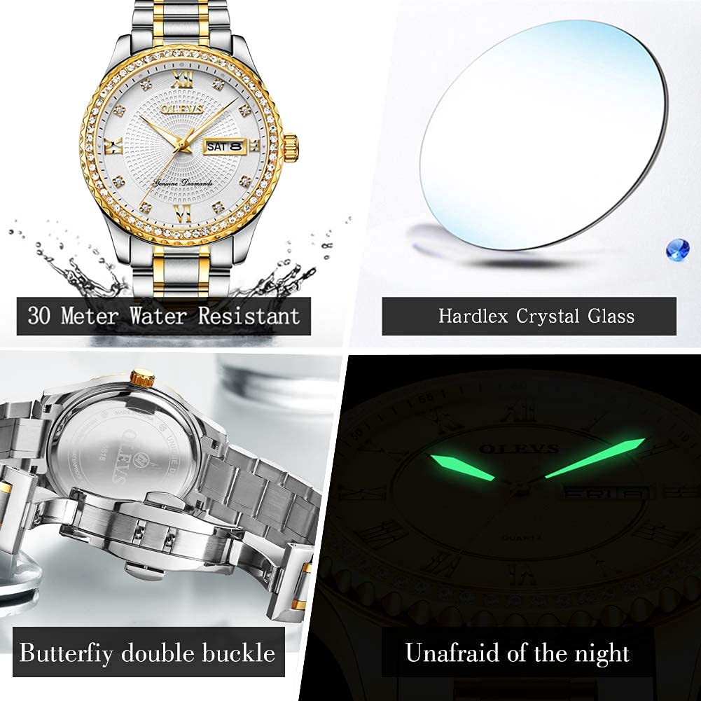 OLEVS Luxe: Men's Golden Dial Quartz Business Watch