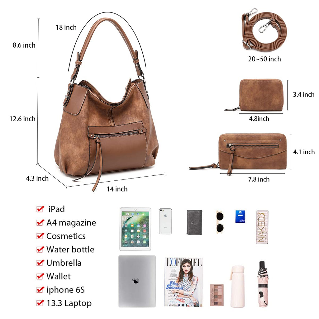 Lapsting Boho Faux Leather Hobo Shoulder Bag