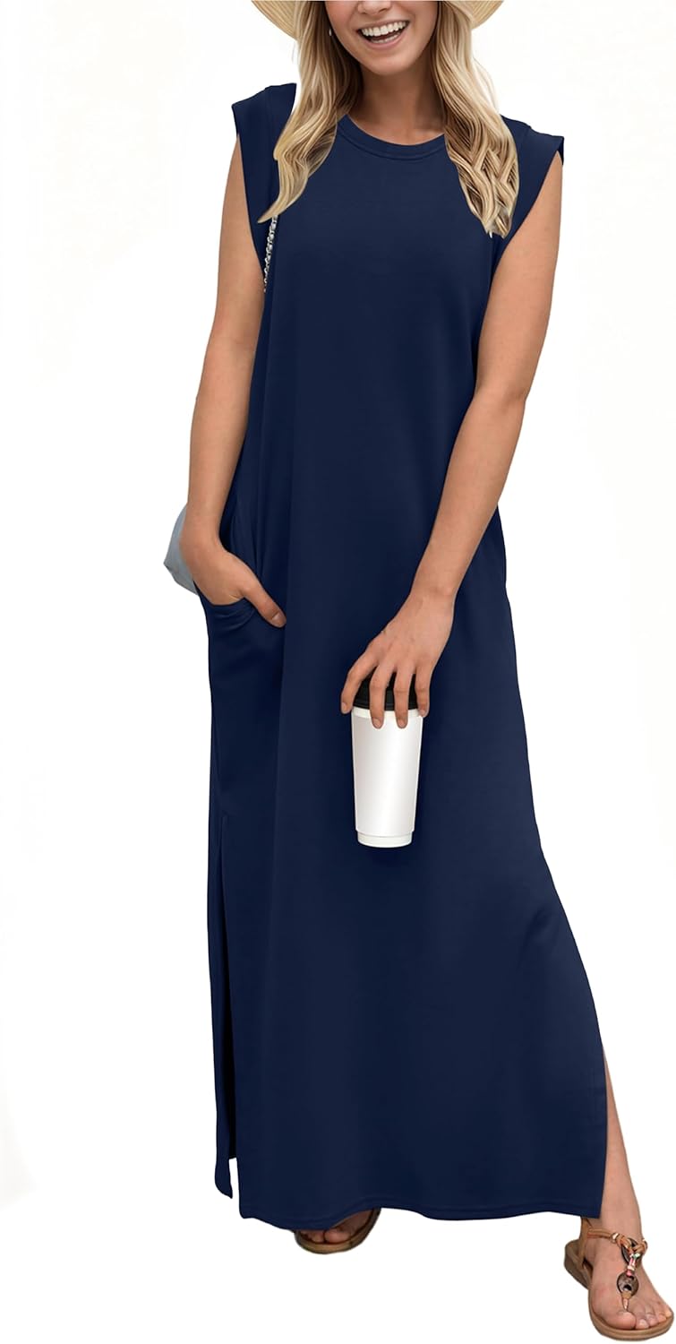 Women's Casual Maxi Dress with Pockets