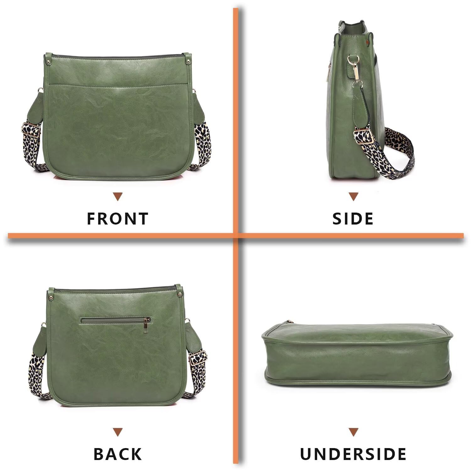 AUYOCO Chic Vegan Leather Crossbody Bag with Strap -  by Handbags Specialist Headquarter | Available at Handbags Specialist Headquarter