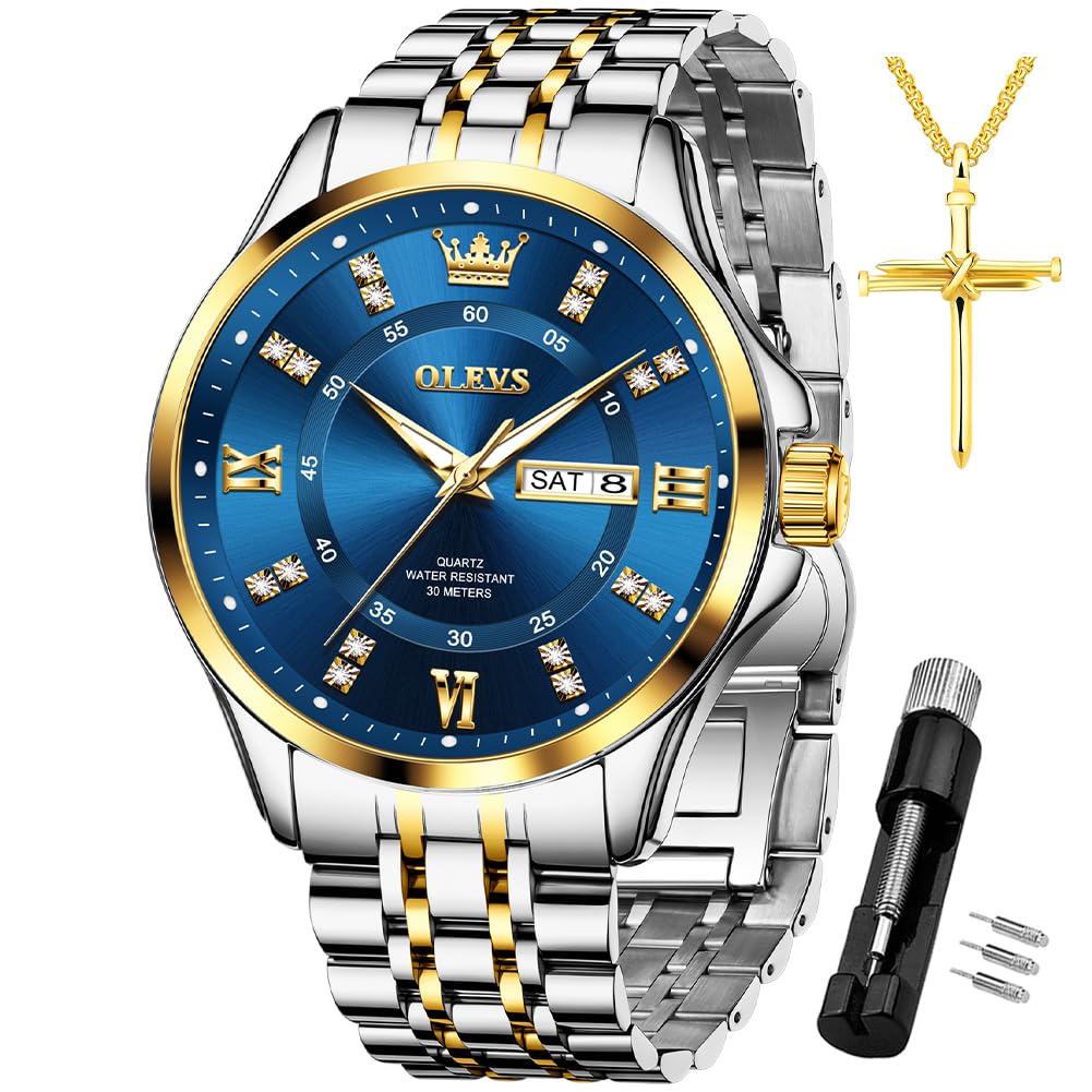 OLEVS Luxe: Men's Golden Dial Quartz Business Watch