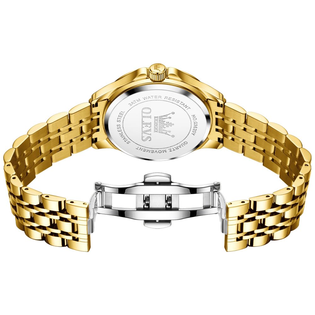 OLEVS Luxe: Men's Golden Dial Quartz Business Watch