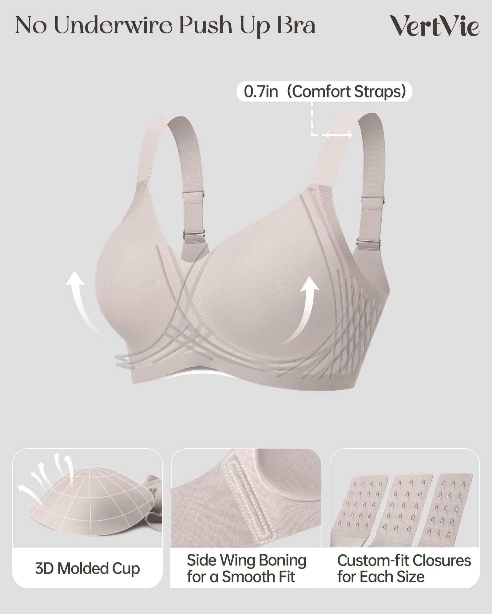 Vertvie Seamless Wireless Push-Up Bralette
