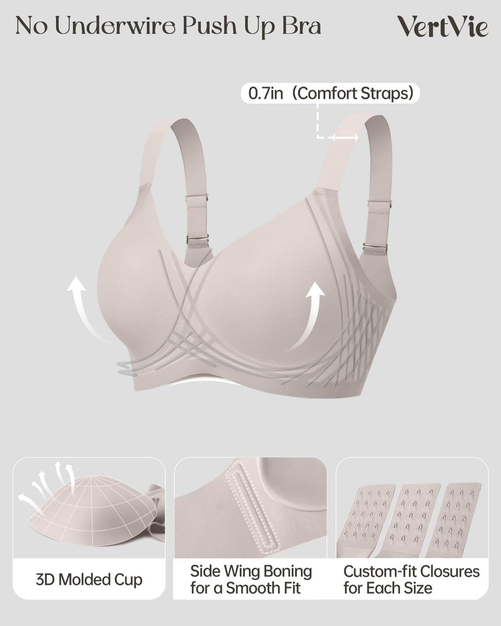 Vertvie Seamless Wireless Push-Up Bralette