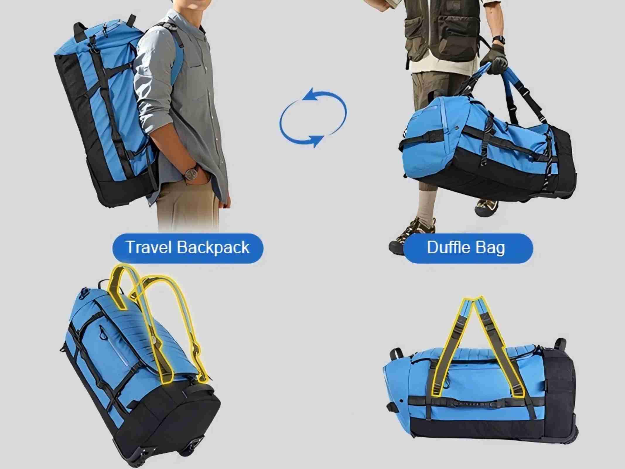 AquaRoll 29 Quilted Wheeled Duffle Backpack -  by Handbags Specialist Headquarter | Available at Handbags Specialist Headquarter