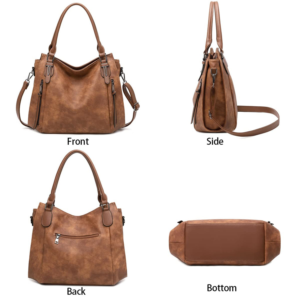 Lapsting Boho Faux Leather Hobo Shoulder Bag