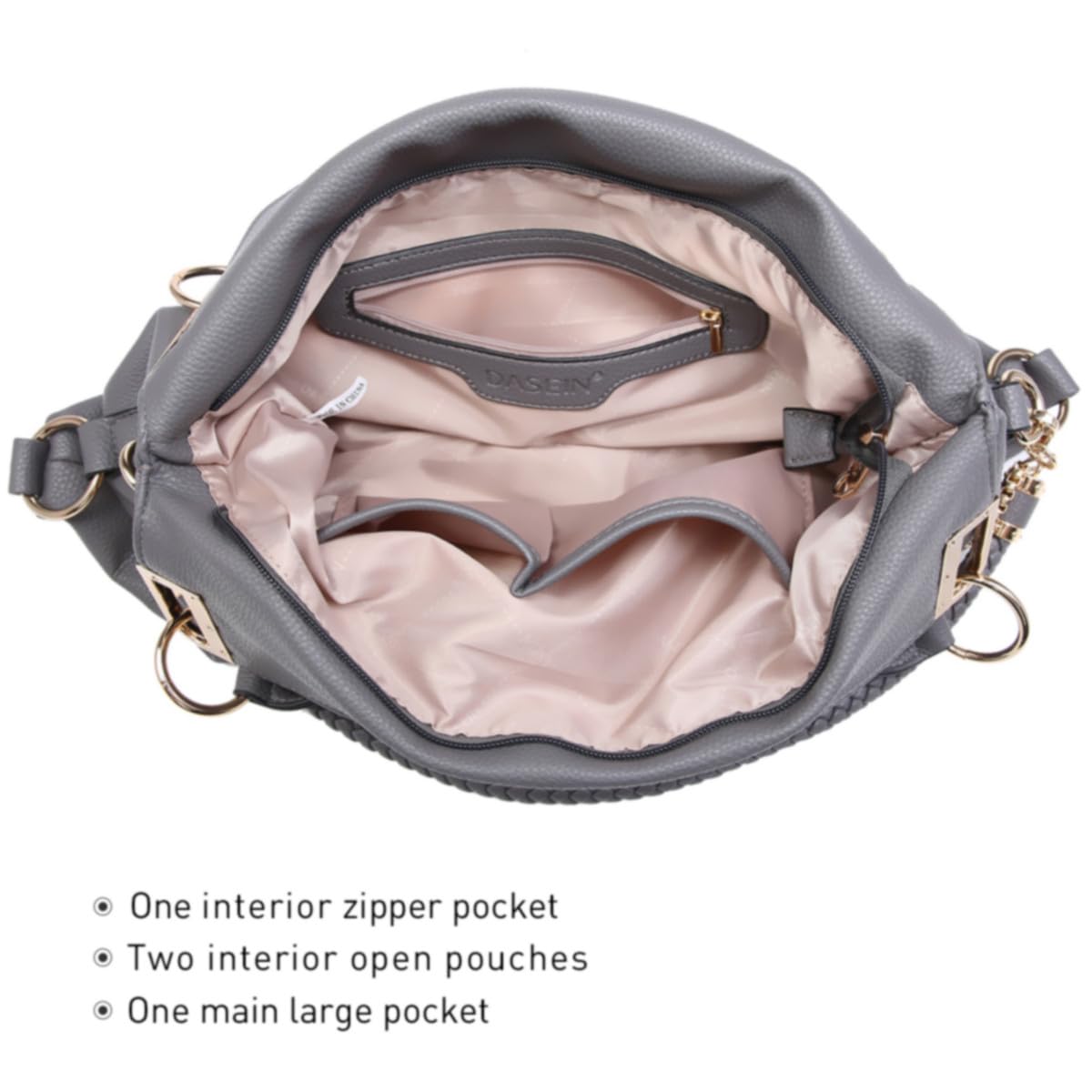 Dasein Luxe Vegan Hobo Bag with Rhinestones - Bucket Bag by Handbags Specialist Headquarter | Available at Handbags Specialist Headquarter