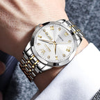 AzureGleam: Elite Men's Diamond Steel Watch