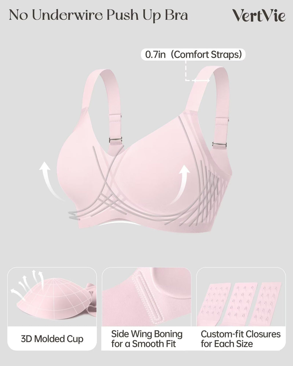 Vertvie Seamless Wireless Push-Up Bralette