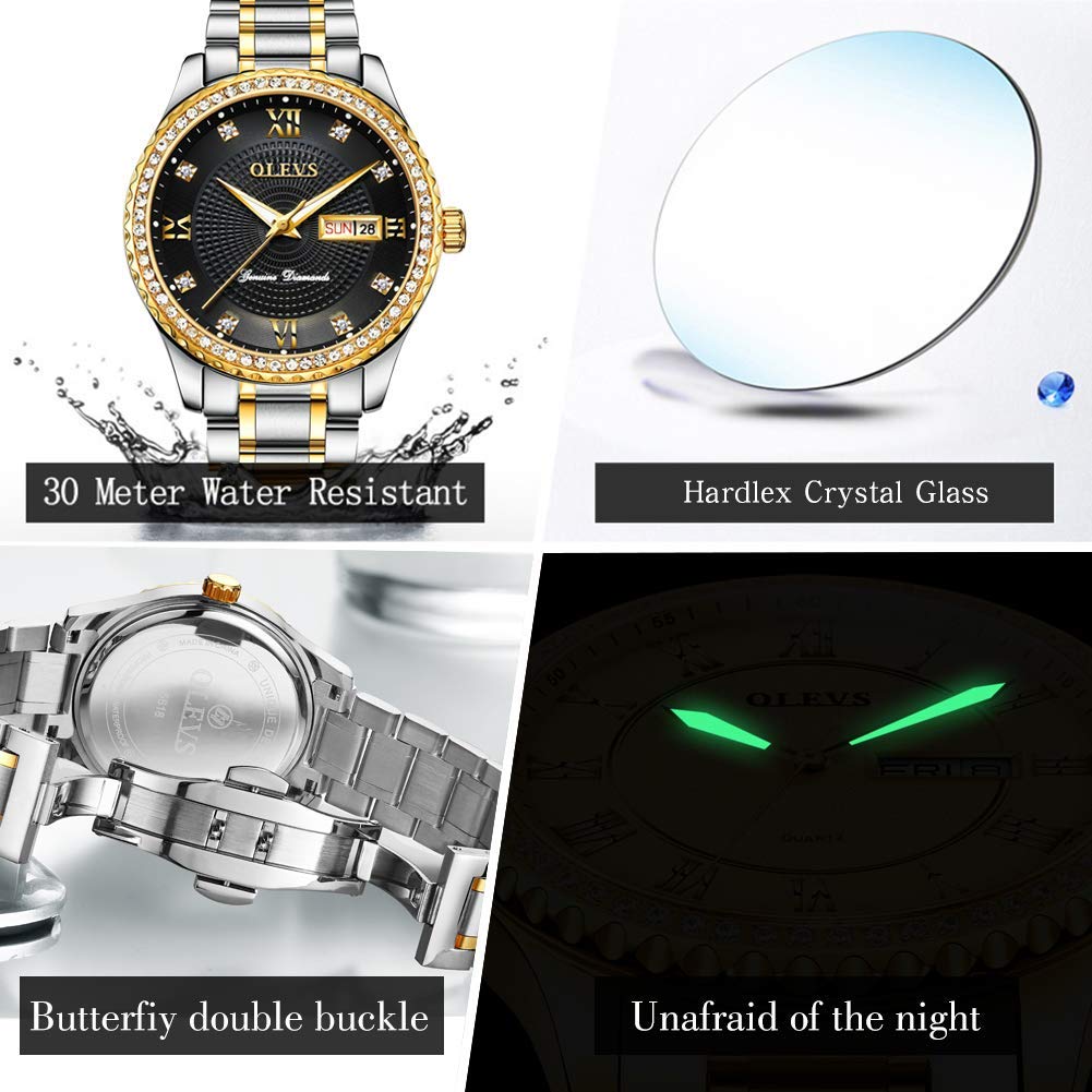 OLEVS Luxe: Men's Golden Dial Quartz Business Watch