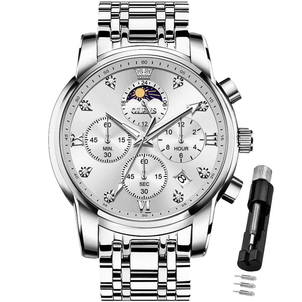 AzureGleam: Elite Men's Diamond Steel Watch