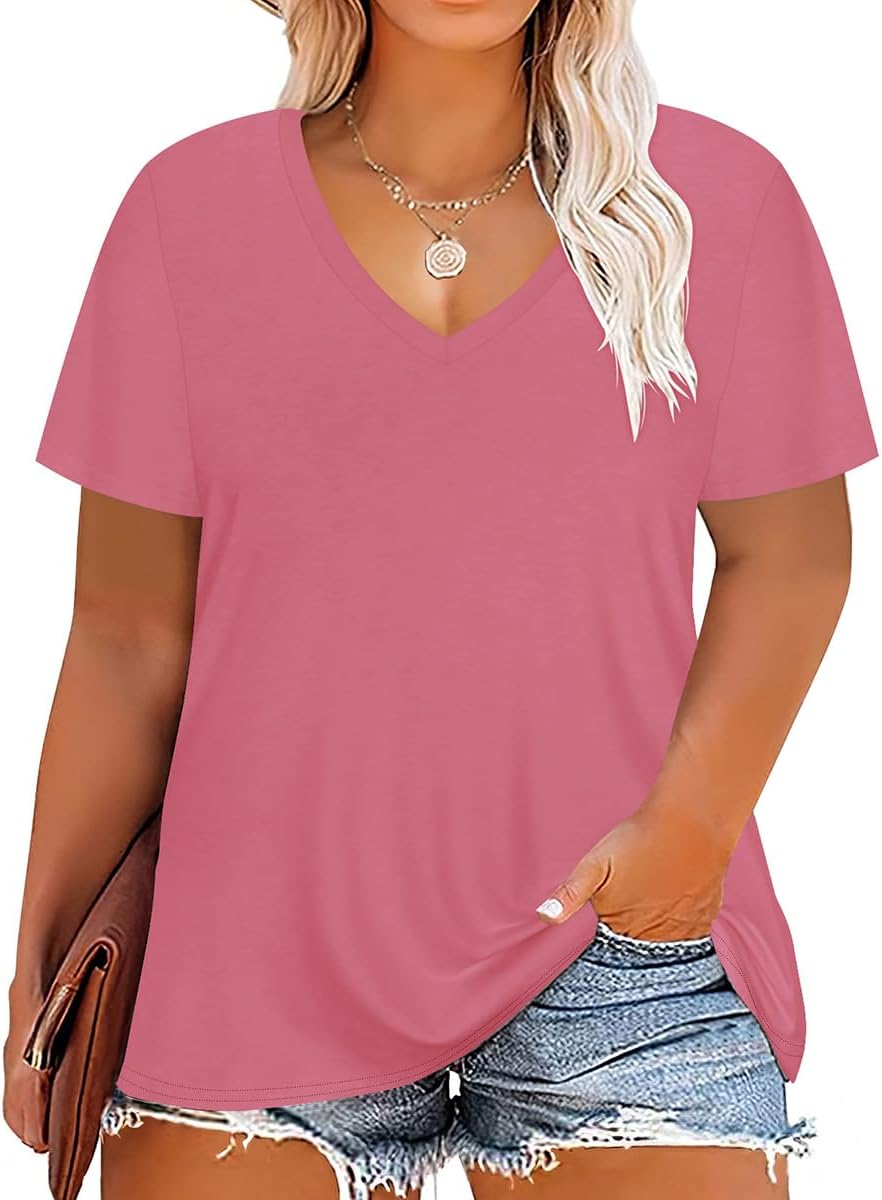 Floral V-Neck Plus Size Tunic Tops for Women - Women's T Shirts by Handbags Specialist Headquarter | Available at Handbags Specialist Headquarter