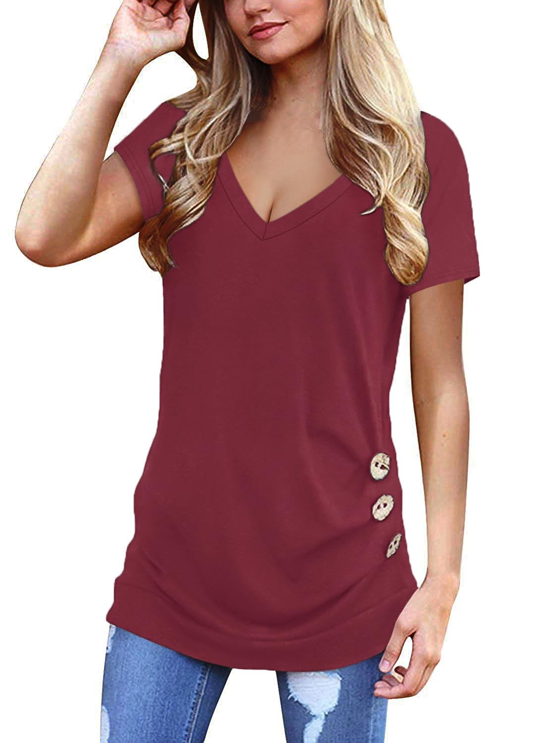Jescakoo V-Neck Summer Tunic for Women - Women's T Shirts by Handbags Specialist Headquarter | Available at Handbags Specialist Headquarter